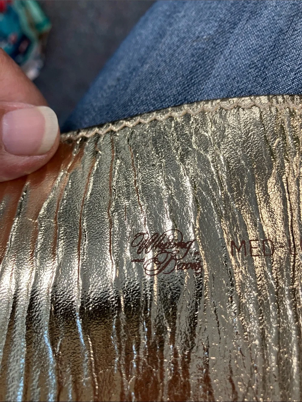 Whiting & Davis Metallic Gold Sequin Bow Belt